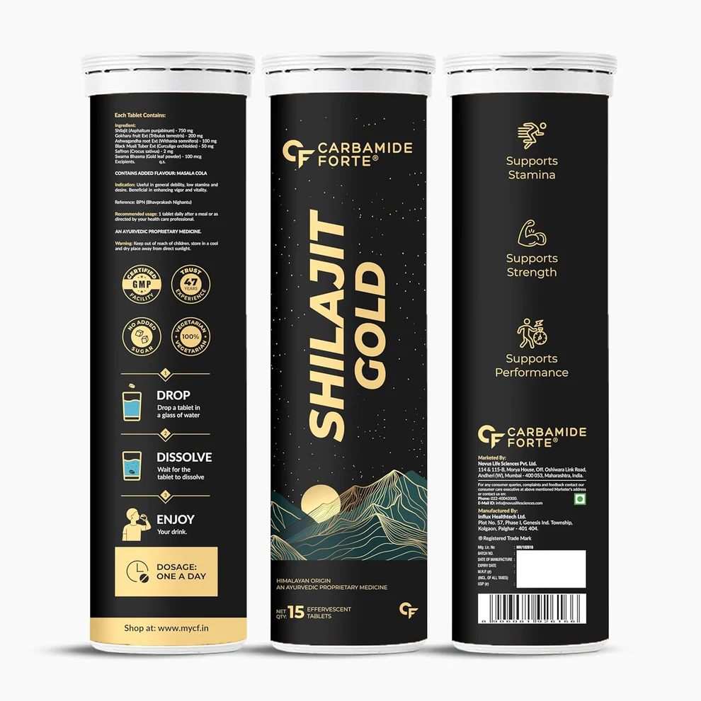 Shilajit Gold Effervescent Tablets 750 mg | 15 Tablets